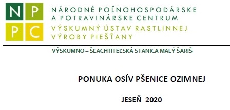 Ponuka osív pšenice ozimnej a tritikale pre jeseň 2020